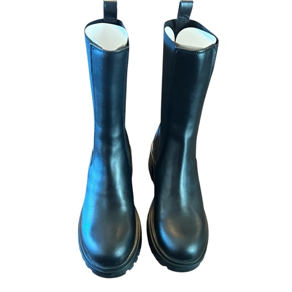 Steve Madden Women's Hesitant Black Leather Stretch Mid-Calf Boots NWT Size 9 - Picture 2 of 10